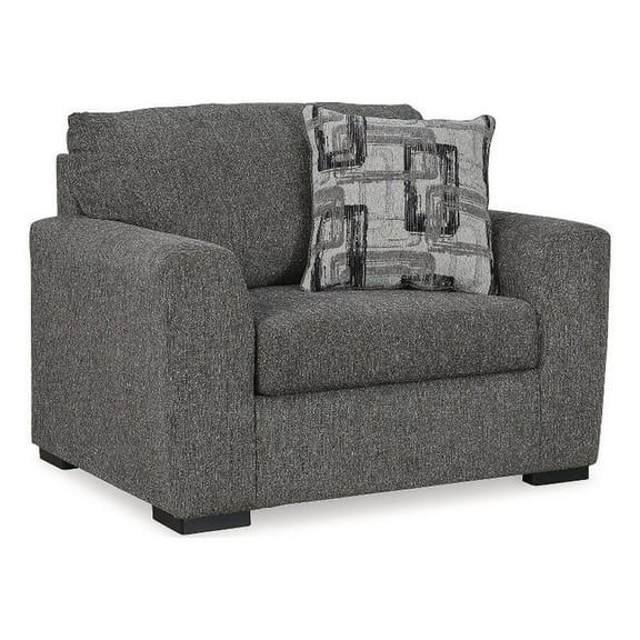 Bowery Hill Contemporary Corner-blocked Frame Polyester Pewter Oversized Chair