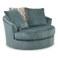 thumbnail image 1 of Bowery Hill Contemporary Corner-blocked frame Blue Oversized Swivel Accent Chair, 1 of 6