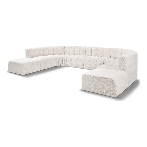 Bowery Hill Contemporary Cream Boucle Fabric Modular Sectional