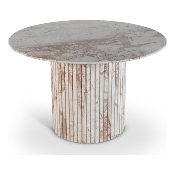 Bowery Hill Contemporary Cream Handcrafted Genuine Marble Dining Table