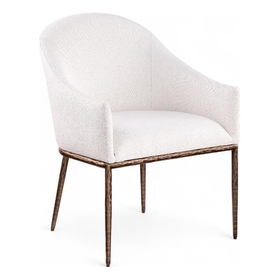 Bowery Hill Contemporary Cream Linen Textured Performance Fabric Dining AC