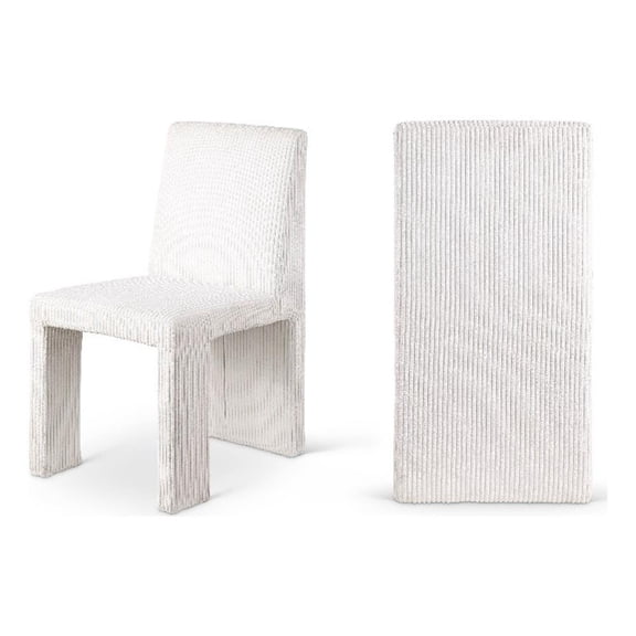 Bowery Hill Contemporary Cream Microsuede Corduroy Dining Chair (Set of 2)
