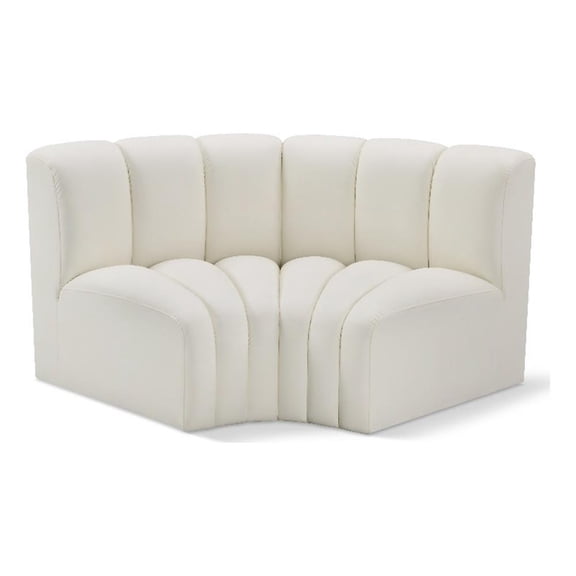 Bowery Hill Contemporary Cream Vegan Leather Modular Sectional