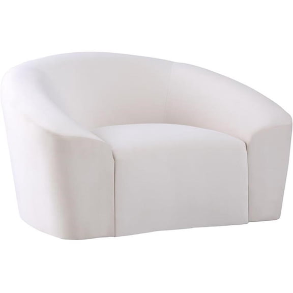 Bowery Hill Contemporary Curved Back Upholstered Cream Velvet Chair