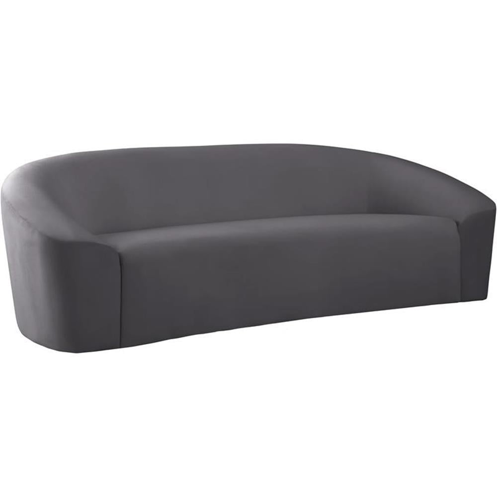 Bowery Hill Contemporary Curved Back Upholstered Gray Velvet Sofa