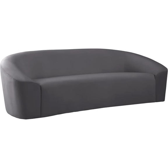 Bowery Hill Contemporary Curved Back Upholstered Gray Velvet Sofa