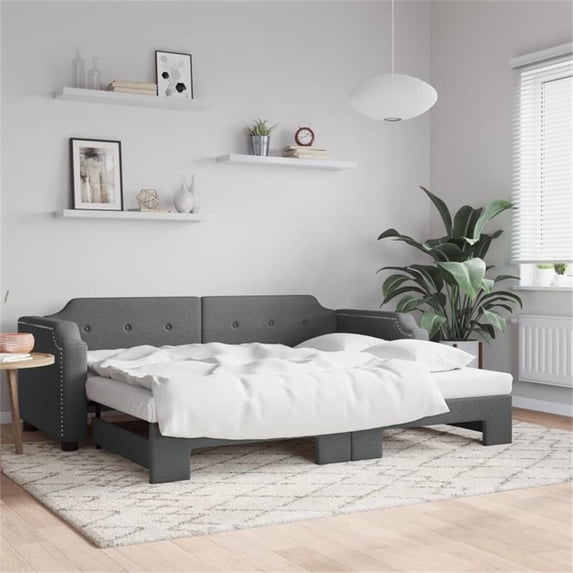 Bowery Hill Contemporary Daybed With Trundle in Dark Gray Finish