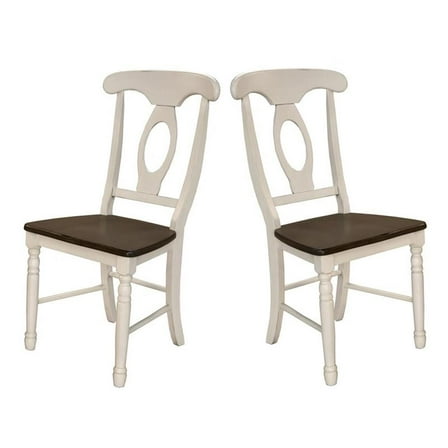 Bowery Hill Contemporary Dining Side Chair in Chalk and Cocoa (Set of 2)
