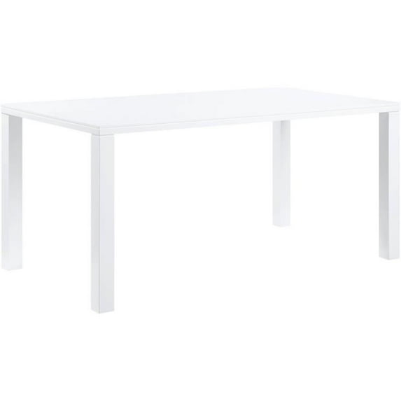 Bowery Hill Contemporary Dining Table in White High Gloss Finish
