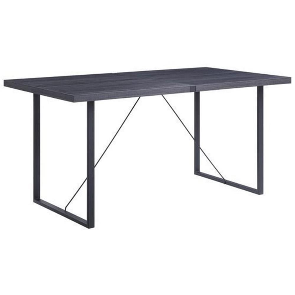 Reclaimed Wood Industrial Dining Table in Gray Oak with Black Metal Frame