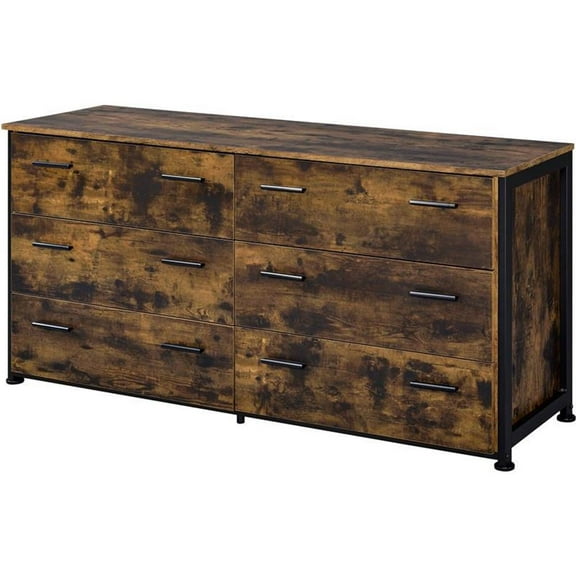 Bowery Hill Contemporary Dresser in Rustic Oak & Black Finish