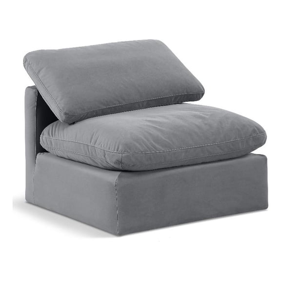 Bowery Hill Contemporary Durable Velvet Armless Chair in Gray