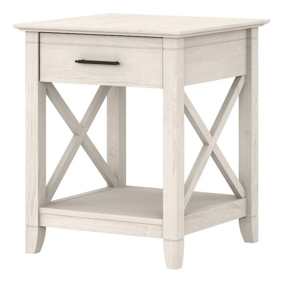 Bowery Hill Engineered Wood White End Table Rectangular Storage 20"W x 20"D x 23.94"H Unassembled
