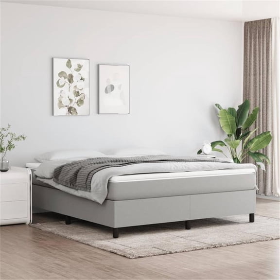 Bowery Hill Contemporary Engineered Wood King Bed Frame in Light Grey