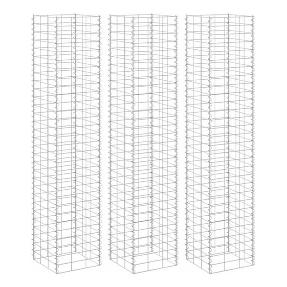 Bowery Hill Contemporary Extra Tall Iron Gabion Raised Bed in Silver