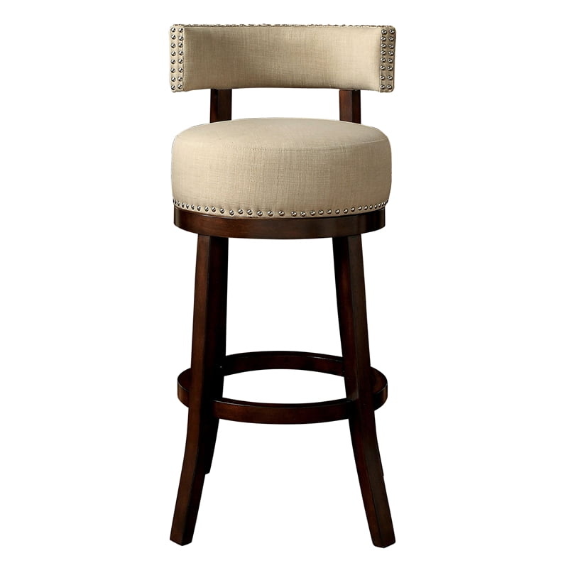 Bowery Hill Contemporary Fabric 24inch Swivel Bar Stool in Beige (Set