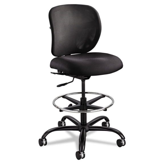 Bowery Hill Contemporary Fabric Adjustable Drafting Chair in Black