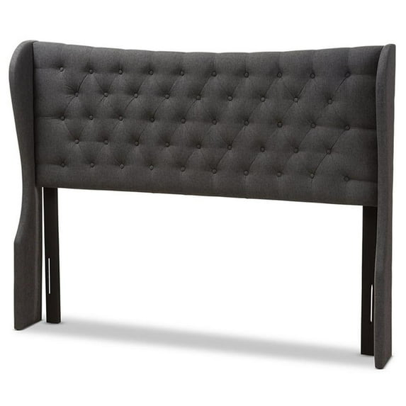 Bowery Hill Contemporary Fabric Full Winged Panel Headboard in Gray