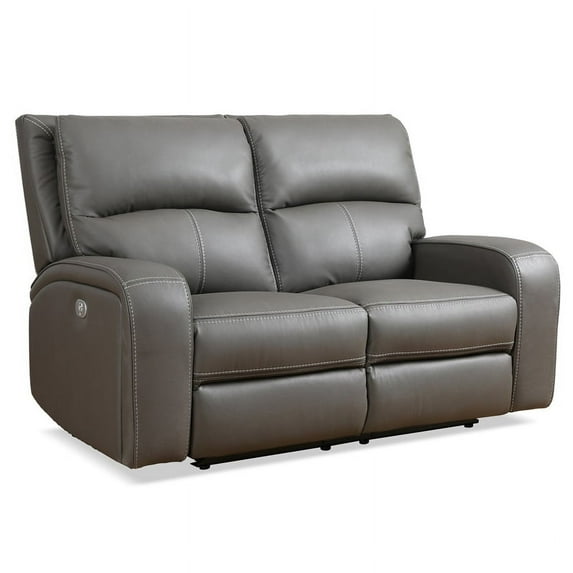 Bowery Hill Contemporary Fabric Loveseat with Integrated Charger in Haze Gray