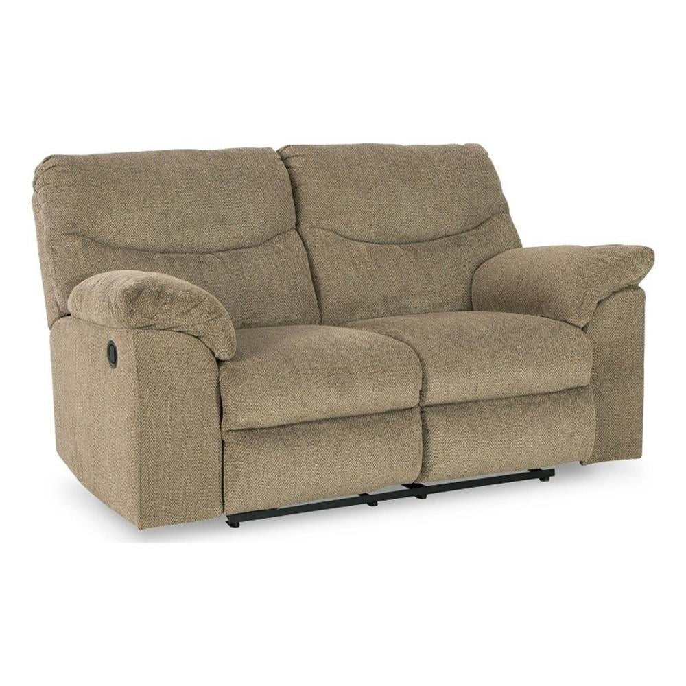 Bowery Hill Contemporary Fabric Reclining Loveseat in Light Brown