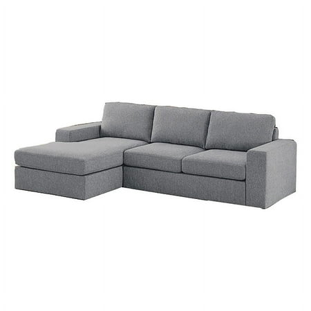 Bowery Hill Contemporary Fabric Reversible Sectional Sofa Chaise in Gray