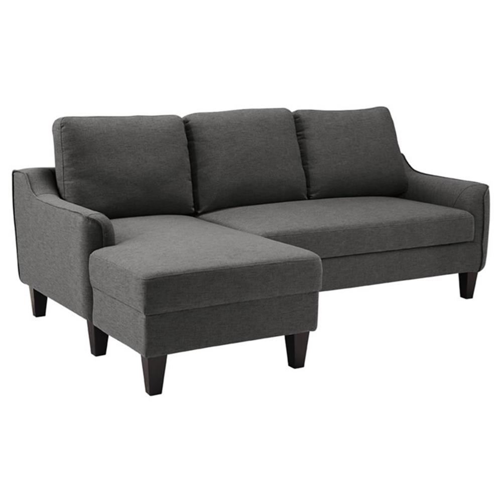 Bowery Hill Contemporary Fabric Sofa Chaise Sleeper in Gray Finish ...