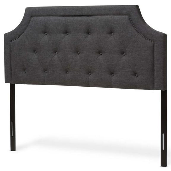 Bowery Hill Contemporary Fabric Tufted Full Headboard in Dark Gray