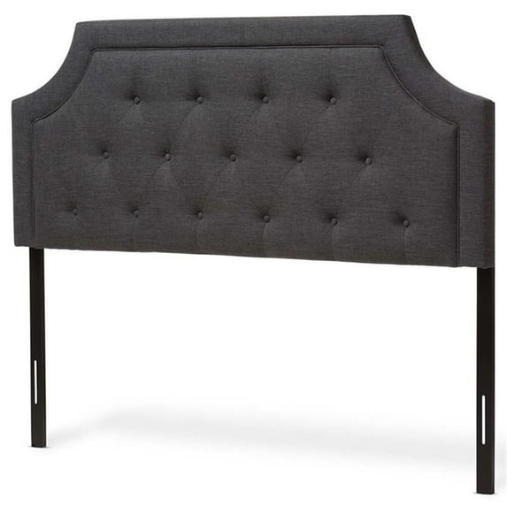 Bowery Hill Contemporary Fabric Tufted King Headboard in Gray