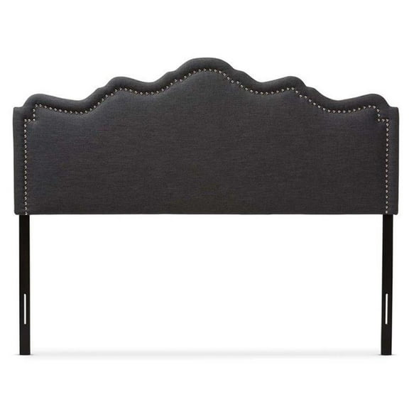 Bowery Hill Contemporary Fabric Upholstered King Headboard in Dark Gray