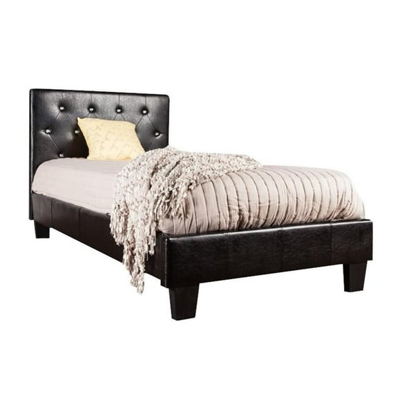 Bowery Hill Contemporary Faux Leather California King Platform Bed in Black