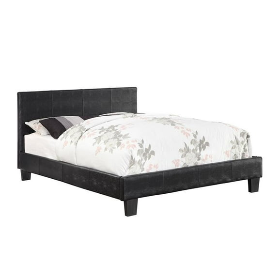Bowery Hill Contemporary Faux Leather Full Platform Bed in Black