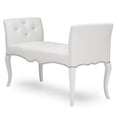 thumbnail image 1 of Bowery Hill Contemporary Faux Leather Tufted Bench in White, 1 of 5