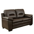 thumbnail image 1 of Bowery Hill Contemporary Faux Leather Tufted Loveseat in Brown, 1 of 4