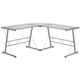 thumbnail image 1 of Bowery Hill Contemporary Glass L-Shaped Desk in Clear/Silver, 1 of 5