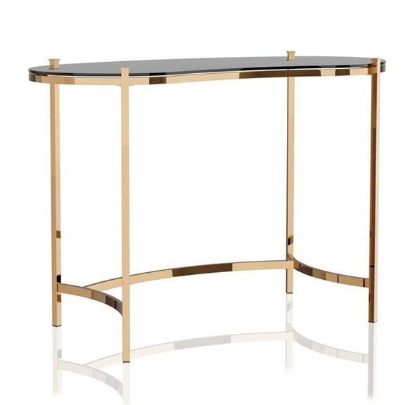 Bowery Hill Contemporary Glass Top Console Table in Gold