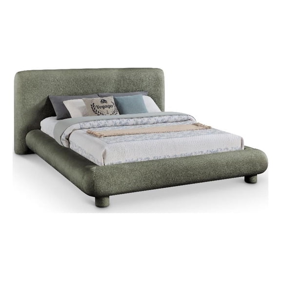 Bowery Hill Contemporary Green Chenille Fabric Upholstered Full Bed