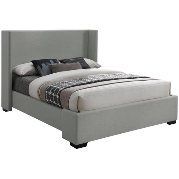 Bowery Hill Contemporary Grey Linen Textured Fabric King Bed