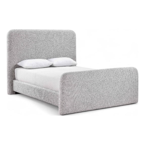Bowery Hill Contemporary Grey Linen Textured Fabric King Bed