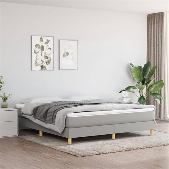 Bowery Hill Contemporary King Engineered Wood Bed Frame in Light Gray