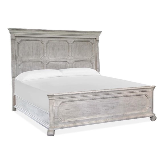 Bowery Hill Contemporary King Panel Bed in Alabaster With Bolt On Rails