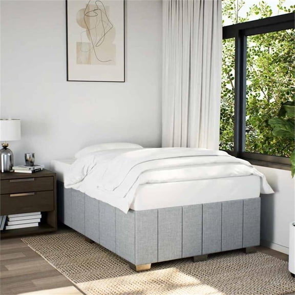 Bowery Hill Contemporary King Without Headboard Bed Frame in Light Gray