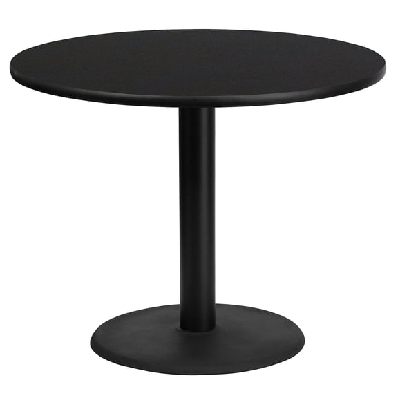 Bowery Hill Contemporary Laminate Table-Round Base In Black Finish