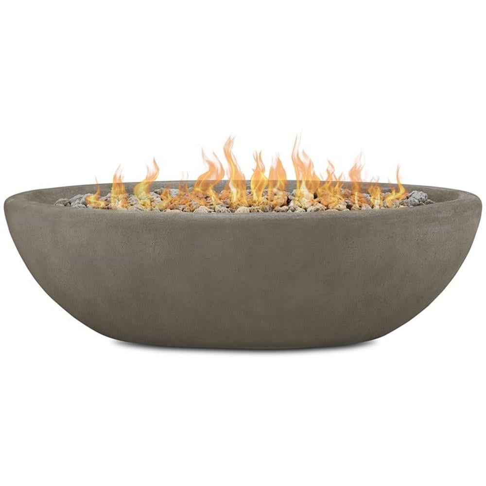Bowery Hill Contemporary Large Oval LP Metal Fire Bowl in Glacier Gray