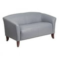 thumbnail image 1 of Bowery Hill Contemporary Leather Upholstered Reception Loveseat in Gray, 1 of 7