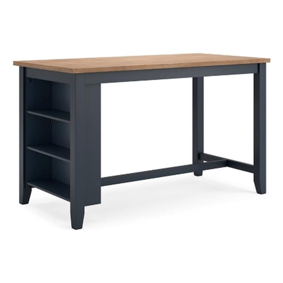Bowery Hill Rubberwood Mango Counter Height Dining Table Rectangular Storage Shelves 60"W x 30"D x 36"H Assembly Required