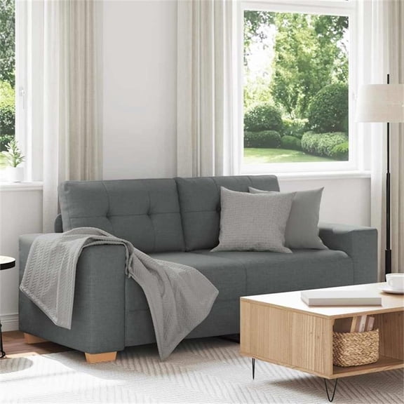 Bowery Hill Contemporary Loveseat Sofa Dark Grey in Polyester Fabric