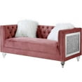 thumbnail image 1 of Bowery Hill Contemporary Loveseat with 2 pillows in Pink Velvet, 1 of 1