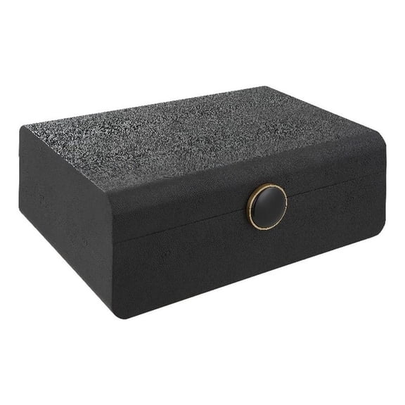 Bowery Hill Contemporary MDF Wood and Shagreen Box in Black Finish