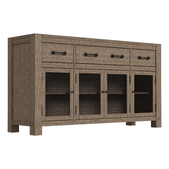 Bowery Hill Contemporary Mahogany Wood Server in Dark Taupe/Black