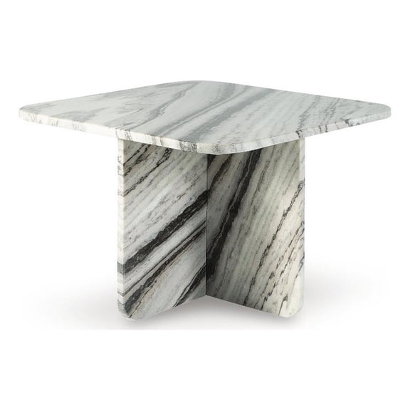 Bowery Hill Contemporary Marble Gray Finish Accent Coffee Table